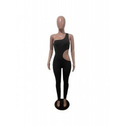 Asymmetry Black Cut Out Sleeveless Jumpsuits Asymmetry Black Cut Out Sleeveless Jumpsuits