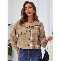 Casual Corduroy Plaid Long Sleeve Coats  Casual Corduroy Plaid Long Sleeve Coats