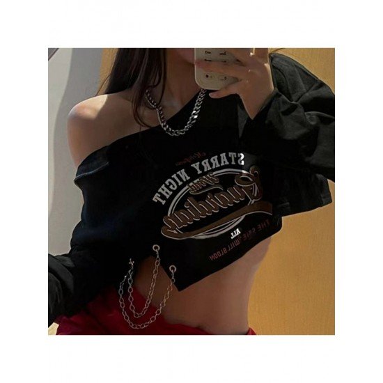  2024 Casual Letter Printed Patchwork Short Top