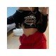  2024 Casual Letter Printed Patchwork Short Top