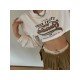  2024 Casual Letter Printed Patchwork Short Top