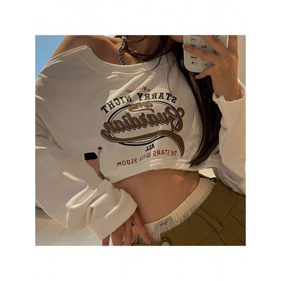  2024 Casual Letter Printed Patchwork Short Top