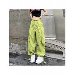 Hip Hop Solid Black Unisex Loose Cargo Trousers