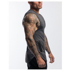 Men Patchwork Black Sleeveless Sports Tank Tops Men Patchwork Black Sleeveless Sports Tank Tops