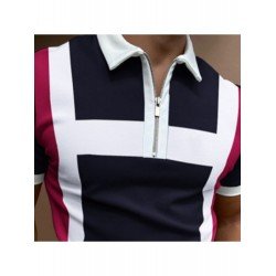 Contrast Color Quarter-zip Short Sleeve Polo Shirts Contrast Color Quarter-zip Short Sleeve Polo Shirts