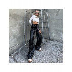 Black Hole Leather Loose Straight Leg Pants Black Hole Leather Loose Straight Leg Pants