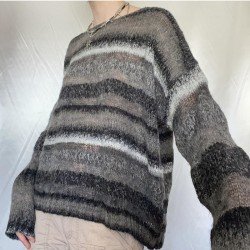 Fall Striped Long Sleeve Ladies Tops