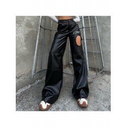 Black Hole Leather Loose Straight Leg Pants Black Hole Leather Loose Straight Leg Pants