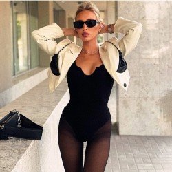 Patchwork Designer New Cropped Blazer Coats