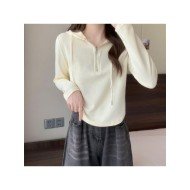  2024 Pure Color Hooded Long Sleeve Sweater