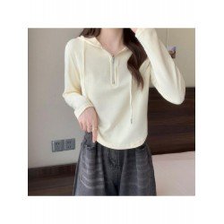  2024 Pure Color Hooded Long Sleeve Sweater
