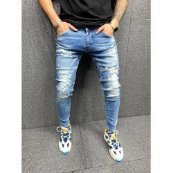 Fashion Ripped Skinny Denim Jeans For Men  Fashion Ripped Skinny Denim Jeans For Men
