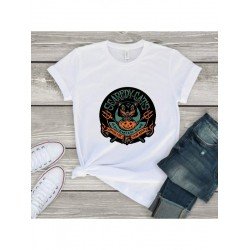 Cat Pumpkin Halloween Graphic T Shirts For Women