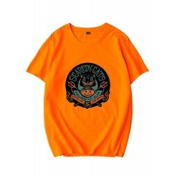 Cat Pumpkin Halloween Graphic T Shirts For Women