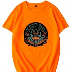 Cat Pumpkin Halloween Graphic T Shirts For Women