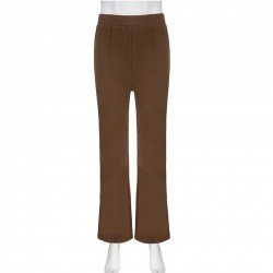 Y2K Style Solid Elastic Waist Flare Trousers
