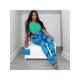  2024 Summer Blue Printing Long Pants For Women