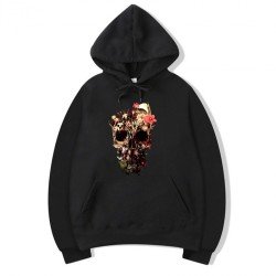 Skull Printed Hooded Collar Men Hoodies Tops