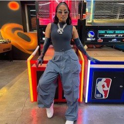  Casual Pure Color Pocket Long Pants