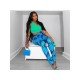  2024 Summer Blue Printing Long Pants For Women