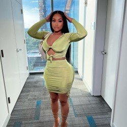  Sexy Hollowed Out Bandage Top And Hip Skirt Suits