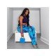  2024 Summer Blue Printing Long Pants For Women
