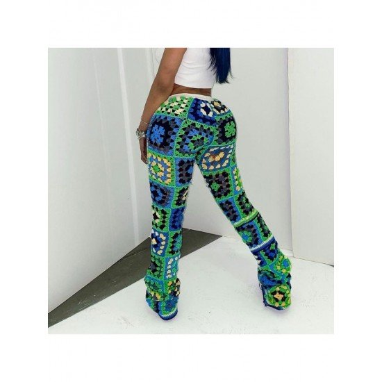  Fashion High Waist Knitted Women's Long Pants