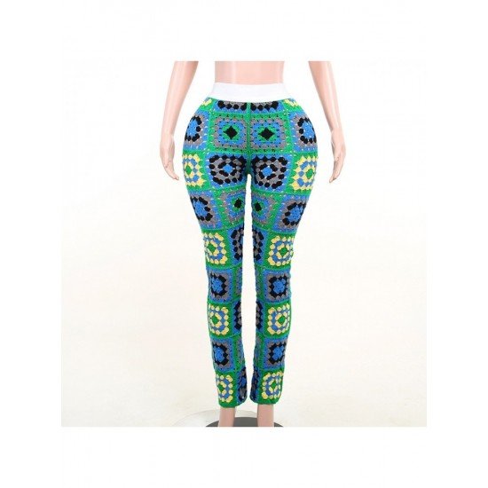  Fashion High Waist Knitted Women's Long Pants