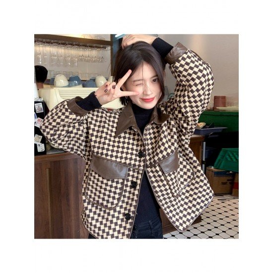  2024 New Versatile Houndstooth Women's Short Jacket