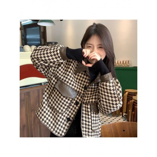  2024 New Versatile Houndstooth Women's Short Jacket