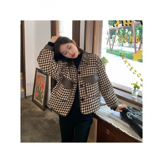 2024 New Versatile Houndstooth Women's Short Jacket