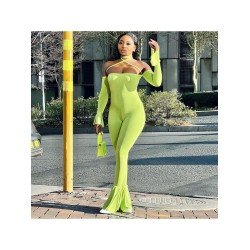 Off The Shoulder Halter Solid Jumpsuits Off The Shoulder Halter Solid Jumpsuits