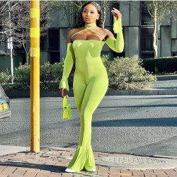 Off The Shoulder Halter Solid Jumpsuits