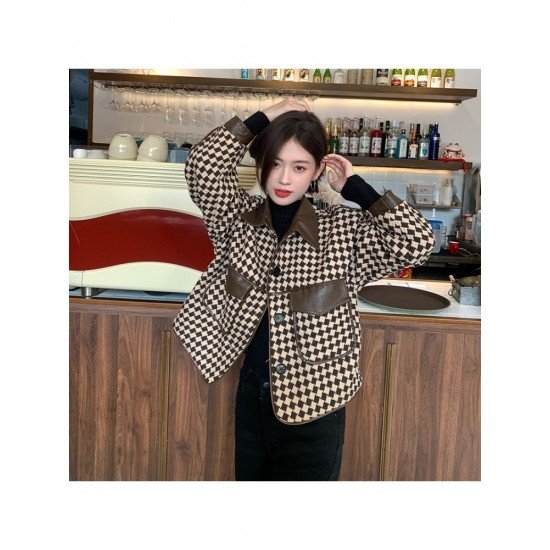 2024 New Versatile Houndstooth Women's Short Jacket