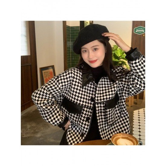  2024 New Versatile Houndstooth Women's Short Jacket