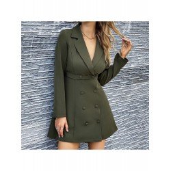 Pure Color Temperament Lapel Women's Long Sleeve Dress  Pure Color Temperament Lapel Women's Long Sleeve Dress