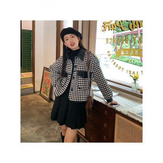 2024 New Versatile Houndstooth Women's Short Jacket