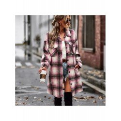  Temperament Leisure Plaid Women's Long Sleeve Coats