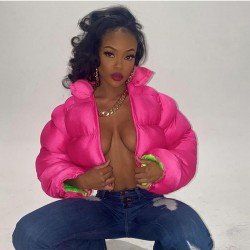  Pure Color Cotton Women's Crop Long Sleeve Down