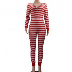 Striped Casual Long Sleeve Jumpsuits For Women