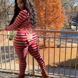 Striped Casual Long Sleeve Jumpsuits For Women