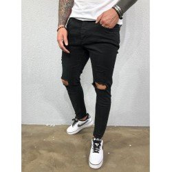 Fashion Pure Color Ripped Men's Denim Jeans  Fashion Pure Color Ripped Men's Denim Jeans