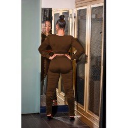 Pure Color Hollowed-out Top And Trouser Sets  Pure Color Hollowed-out Top And Trouser Sets