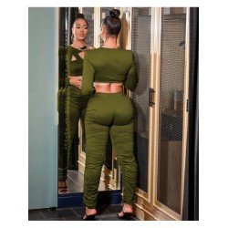 Pure Color Hollowed-out Top And Trouser Sets  Pure Color Hollowed-out Top And Trouser Sets