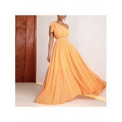 Summer Slant Shoulder Floor-length Evening Dress  Summer Slant Shoulder Floor-length Evening Dress