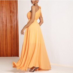  Summer Slant Shoulder Floor-length Evening Dress