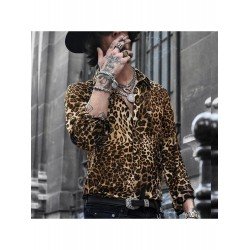 Casual Leopard Print Long Sleeve Men's Shirt  Casual Leopard Print Long Sleeve Men's Shirt