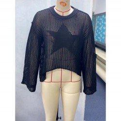 See Through Solid Long Sleeve Fall Tops