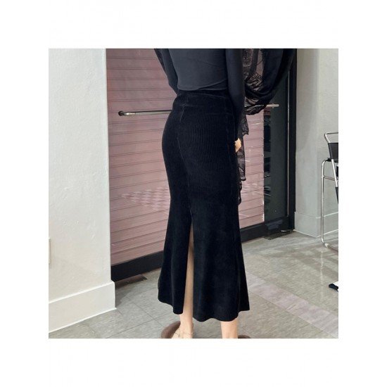  2024 Autumn Split Hem Pure Color Women's Skirt