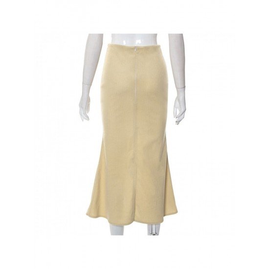  2024 Autumn Split Hem Pure Color Women's Skirt